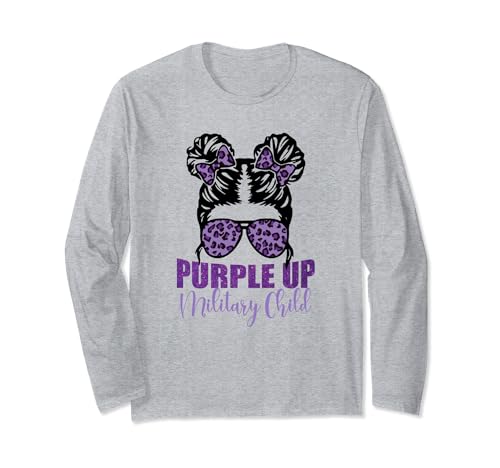 Purple up for Military Kid Messy Bun Month of Military Child Manga Larga