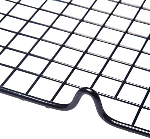 Shoppers Hub PNQ BBQ Net Grill Rectangle Large Size(41cm x 25.5cm x 2cm) Teflon Coated Cooling Rack Baking Tool for Use in Homes, Bakery, Restaurants, Cafes and Other Commercial Outlets. Black