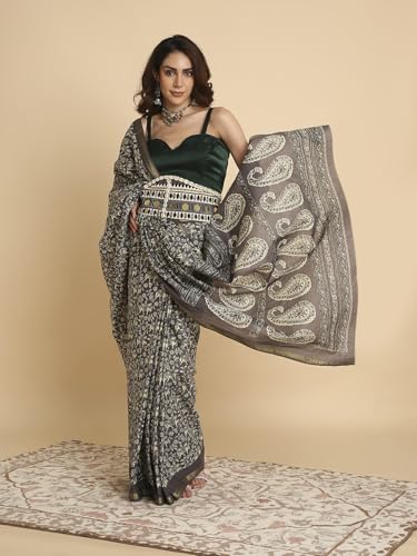 Image of RATAN Women's Pure Soft Cotton Saree with Blouse Piece | Lightweight Breathable Daily Wear Cotton Saree | Traditional Printed Saree for Office Casual & Summer Wear