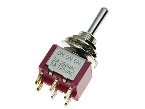 SALECOM 3pcs DPDT 6 Pin 3 Way ON/ON/ON Guitar/AMP Mini Toggle Switch Car/Boat Mini Switches