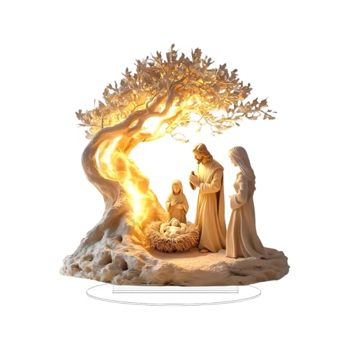 Genérico Decorações de Natal para presépio, presépio musical iluminado acrílico transparente para o Natal, prateleira de mesa para casa, presente religioso de Natal