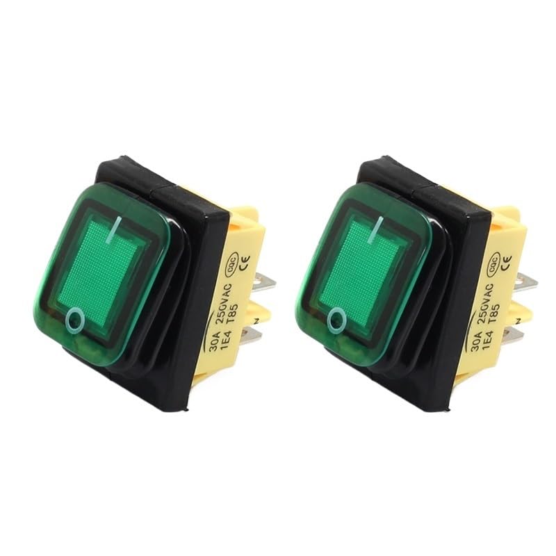 ON Off 30A 12V 24V LED Heavy Duty 4 Pin Snap in DPST IP67 Sealed Waterproof T85 Auto Boat Marine Toggle Rocker Switch(Blue LED)