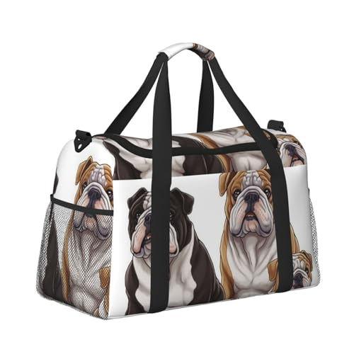 English Bulldogs Travel Duffel Bag Lightweight Waterproof Carry On Tote Bag Foldable Weekender Overnight Bags Sport Gym Bag For Women Men3