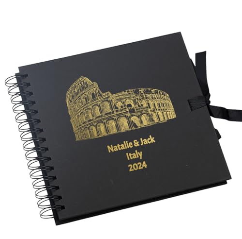 Image of Personalised Italy Keepsake Multiple Colour Scrapbook Photo Album Foil Print (Black)