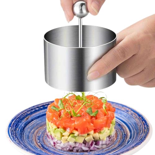Molde Para Platos Fríos, Molde de prensa circular, molde para pasteles, Accesorio Circular cocina, Utensilios e Cocina, Moldes tartar, Acero inoxidable, Diámetro 8 cm x 5 cm altura
