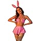 ROSVAJFY Damen Bunny Girl Lack Leder Dessous, Sexy Hasenmädchen Cosplay Uniform, Wetlook Rave Outfits Musik Festival Häschen Kostüm Halloween 4 Stück Top+Minirock+Tanga+Stirnband (Rosa)