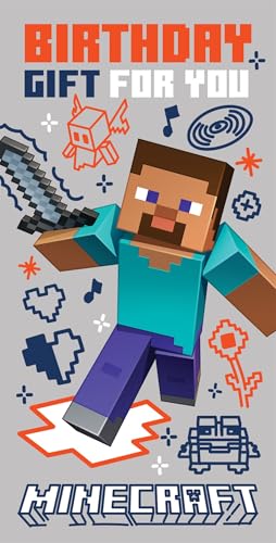 Tarjeta de cumpleaños de Minecraft con billetera para dinero, divertida tarjeta de felicitación temática de juegos para niños y fanáticos de Minecraft, con personaje de Steve