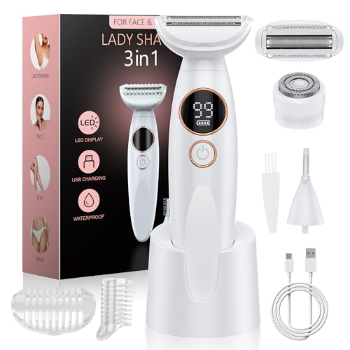 FANKRUAI Bikini Trimmer for Women 2in1 High Power Epilators Hair Removal Waterproof Electric Razors Women's Electric Razor Pubic Hair Trimmer Shaver for Women for Ladies Pubic, Face, Underarms, Legs (Pink)