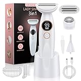 ANYLIV 3 in 1 Bikini Trimmer for Women, Electric Razors for Women with Display, Painless Bikini Trimmer, USB Charging, Electric Shaver for Woman,Shaver for Woman for Face, IPX7 Waterproof,White