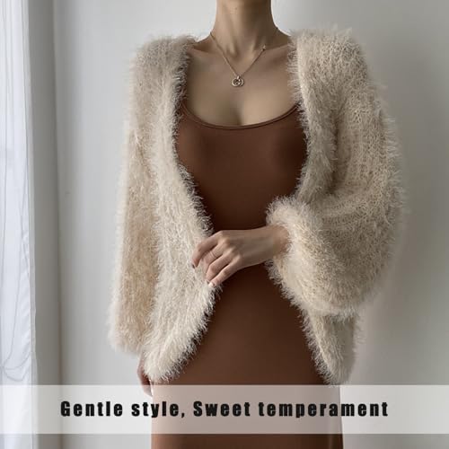 Women's Fuzzy Cardigan Sweaters, Warm Fall Winter Coats Cozy Cute Cardigans Long Sleeve Open Front V-Neck Fluffy Knit Sweater3