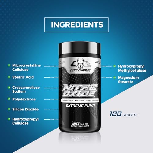 Image of Nitric Oxide | Promotes Nitric Oxide Production | with Citrulline, Arginine, Pine Bark Extract | Pumps, Performance, & Vascularity | 120 Tablets