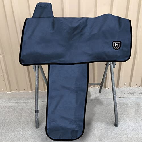 Image of Harrison Howard 600 Denier Splash-Resistant Protective Saddle Cover Protection from Scratches, Direct Sunlight, and Dust /Debris Keeps Saddle in Pristine Condition-Navy