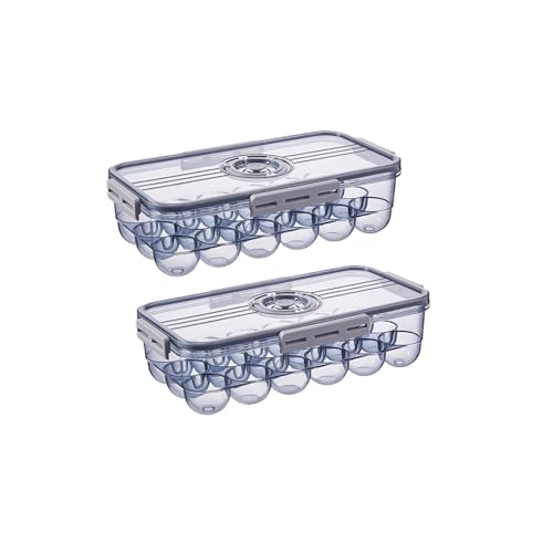 Egg Holder for Refrigerator, Egg Container with Recordable Time, Egg Tray Fresh Storage for Fridge, Stackable Plastic Egg Carton with Lid