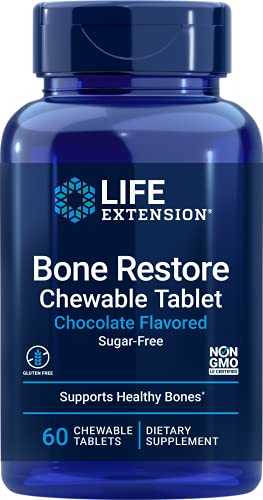 Life Extension Bone Restore Chewable Tablets - with Calcium, Vitamin D3, Plus Magnesium, Zinc & Boron â€“ Gluten-Free, Non-GMO - Sugar-Free Chocolate-Flavored Chewable Tablets - 60 Count