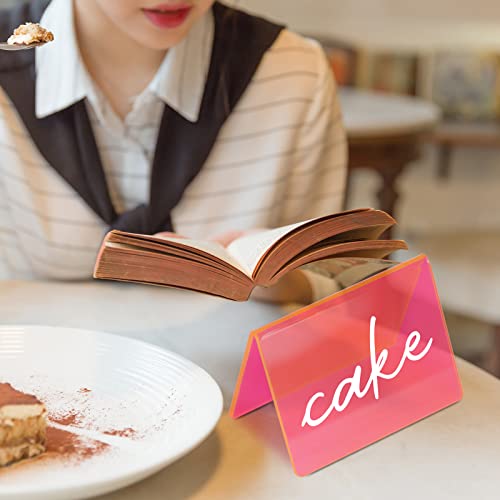 10 Pack Mini Pink Fluorescent Acrylic Chalkboard Signs Food Labels For Party Buffet Chalkboard Signs With Stand For Bakery, Wedding, Table Numbers, Birthday Parties, Menu Board Price Display 4X3" #TOP1