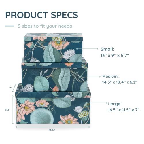 Soul & Lane Decorative Storage Cardboard Boxes With Lids | Enchanted Garden - Set Of 3 | Bold Dark Moody Paperboard Nesting Boxes #TOP3