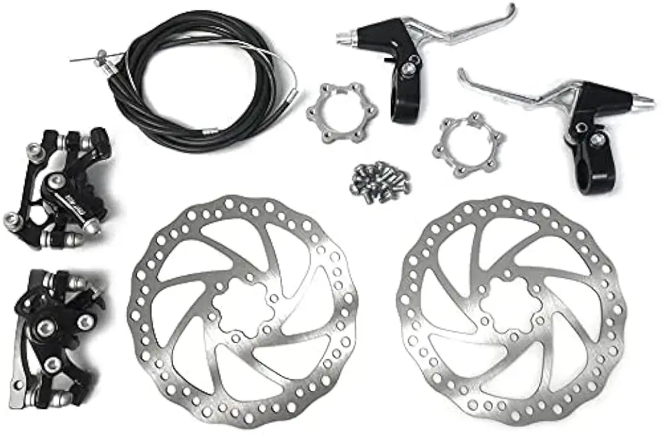 Kit de freio de disco frontal e traseiro – 160 mm para bicicleta motorizada a gás 80cc – distância do orifício dos cubos de roda livre de 48 mm (Yinxing)