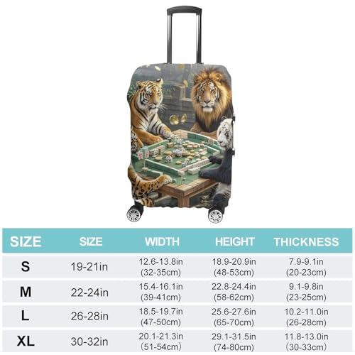 Divine Beasts Playing Mahjong Luggage Cover, Elastic Luggage Protector Fits 19-32in Suitcases, Washable & Anti-Scratch Suitcase Cover for Men Women XL2