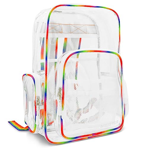 Meister All-Access Clear Backpack - Meets School & Event Security Bag Requirements - Rainbow