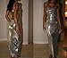 BOLLEY JOSS Women's Sequin Bodycon Maxi Dress Cut Out Waist Open Back Sparkly Long Dress Sexy Backless Cocktail Party Dresses Silver