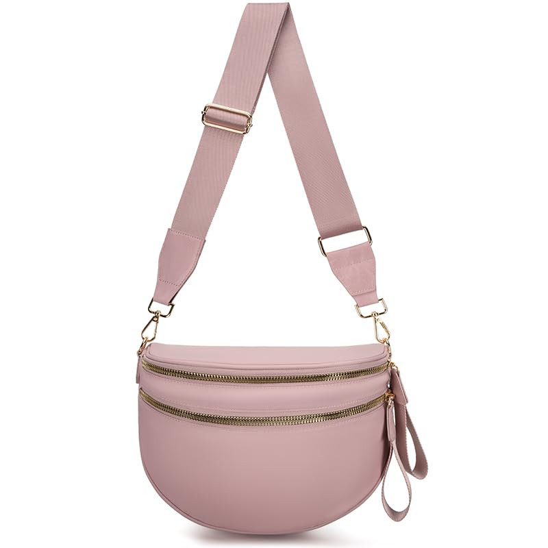 Pure Colour Crossbody Bum Bags for Women Spacious Checkered Cross body Bag Nylon Trendy Fanny Pack for Travel