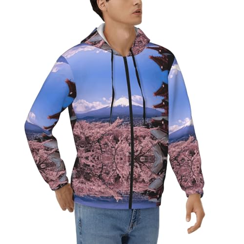Pidgazdfgv Mount Fuji Japan - Sudadera con capucha para hombre, casual, con cordón de contraste, con cremallera, bolsillo Kaola para él, Negro, XXL
