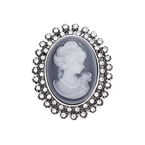 Image of lureme Vintage Elegant Victorian Lady Beauty Cameo with Crystal Brooch Pin (br000017)