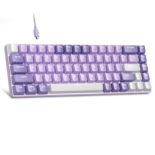 Image of MageGee Portable 60% Mechanical Gaming Keyboard, MK-Box LED White Backlit Compact 68 Keys Mini Wired Office Keyboard with Red Switch for Windows Laptop PC Mac - Violets