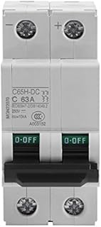 2P 250V Low Voltage DC Miniature Circuit Breaker for Solar Panels Grid System Din Rail Mount(63A) Breaker DC Circuit Amp Solar Double Pole