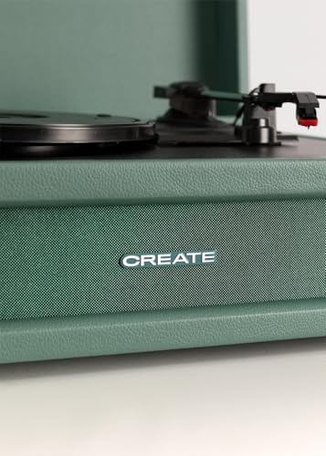 CREATE RECOR Player Retro/Tourne-disque rétro vert Sage/avec Bluetooth, USB, SD, MicroSD et MP3 - Les Beatles, Paul McCartney, John Lennon, RIngo Starr, George Harrison CREATE RECOR Player Retro/Tourne-disque rétro vert Sage/avec Bluetooth, USB, SD, MicroSD et MP3 – Image 4