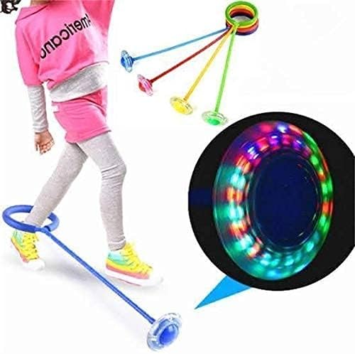 LEYSIN Led Flashing Light Jumping Ring Children Colorful Ankle Skip Jump Ropes Sports Swing Ball for Kids Boys Girls Playing and Gifting Use Pack Of 1 (Skipping Rope M6 Random Color)