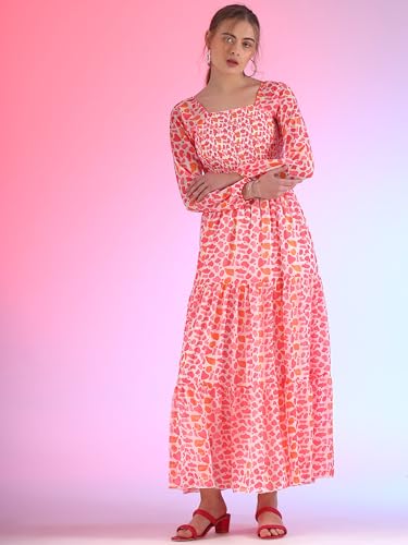Image of Sheetal Associates Women's Georgette Printed Casual Maxi Fit and Flare Dress