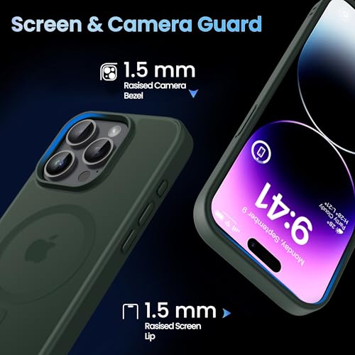 Image of CACOE Magnetic Case for iPhone 14 Pro Max 6.7 inch, Dark Green-1