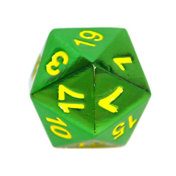 Jeu de dés REBEL RPG - Métal - Vert avec numéros Jaunes