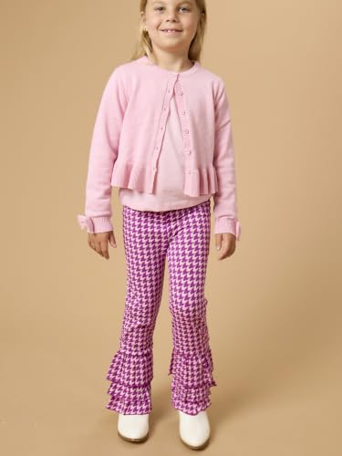 Image of RuffleButts Baby Girls Stretchy Flare - Ruffle Pants | 95% Cotton 5% Spandex, Breathable Fabric, Elastic Waistband, Relaxed Fit, Pleated Front, Long Length, Infant Apparel