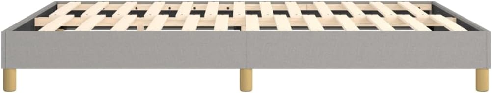 Bed Frame Light Grey 100% Polyester Fabric Platform with Plywood Slatted Foundation, Durable Engineered Wood, Easy Assembly, Sturdy Mattress Support for Modern Bedroom