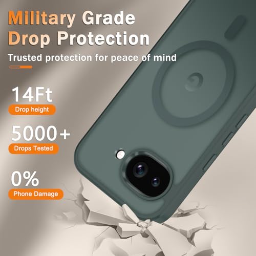 Image of for Google Pixel 10a Case, Matte Magnetic Phone Cover [with 1 Screen Protector] [Support for MagSafe] [Shockproof Military Grade Protection] Translucent Frosted Back, Gray