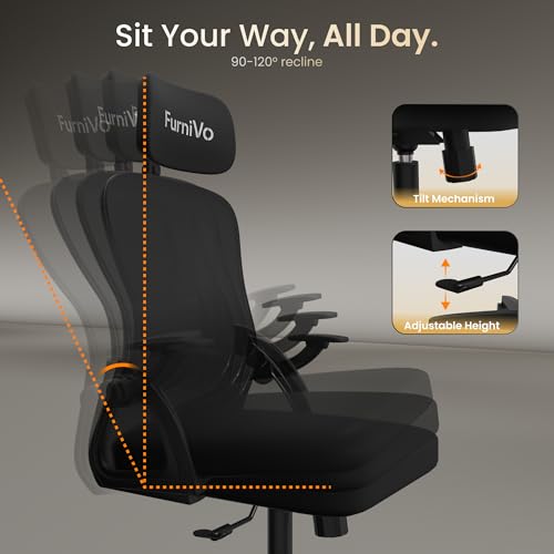 Image of Spark Ergonomic High Back Office Chair with 3D Adjustable Armrest, Adjustable Headrest, Lumbar Support, Revolving Mesh Chair - Home & Office | 3 Years Warranty (Black)