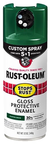 Image of Rust-Oleum Stops Rust Custom 5-in-1 Spray Paint, Gloss Hunter Green | Rust Preventive Enamel, Multi Surface (Metal, Wood and More), Adjustable Dial for Better Control, Fast Dry, Comfort Tip