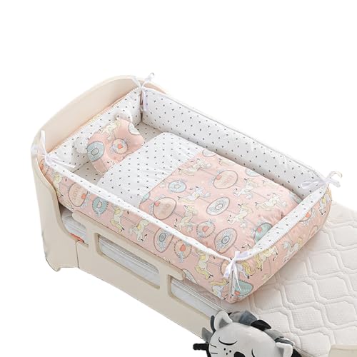 XVVXベビーベッド 新生児用ベッド携帯型 ベビーベッド,折りたたみべびーべっと, 軽量ベッド 快適な素材 ポータブル 簡単取り外し 洗濯可能 (カルーセル,100*60*20)
