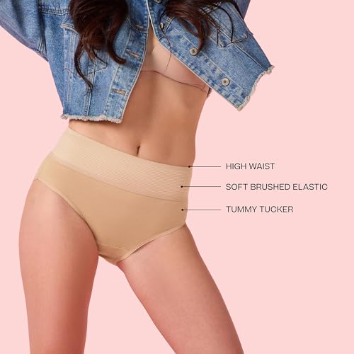 Image of Enamor Cotton Classic, All Day Comfort, High Waist Brief - Breathable, Antimicrobial with Stain Release, Outer Brushed Wide Elastic, Full Coverage - CW01