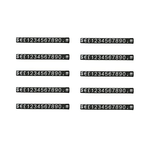10 Sets Preisanzeigenwürfel, verstellbares Preisschild für Schmuck, Preisanzeige, Zähler, Ständer, Zahlen, Buchstaben, Dollar, Preisblock-Set für Einzelhandel (schwarz)
