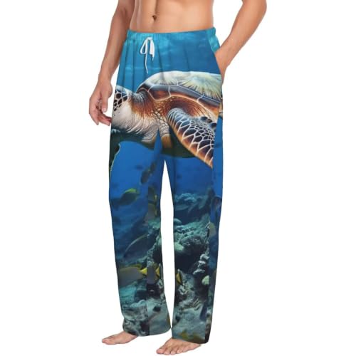 Pyjama doux homme motif poisson et tortue pour des soirées cocooning