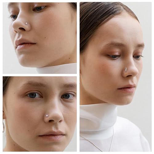 UBGICIG 20G Nose Rings for Women – 316 Surgical Steel L Shaped Nose Studs Cork Screw Nostril Piercing Jewelry 1.5/2/3mm CZ4