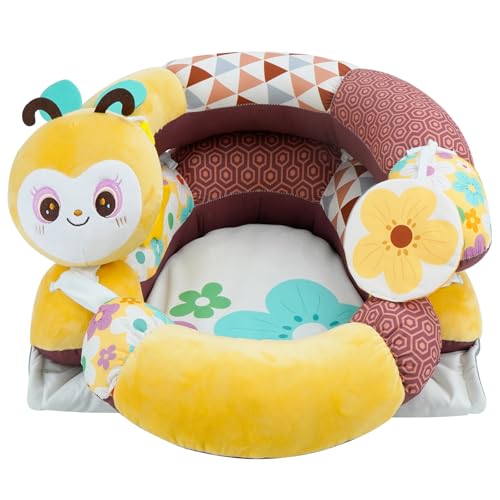 Image of Lovvie & Joy 2-in-1 Tummy Time Mat & Seated Support Pillow,Baby Tummy Time Pillow Support for Newborns and Older Babies,with Detachable Support Pillow and Toys Bee Spirit
