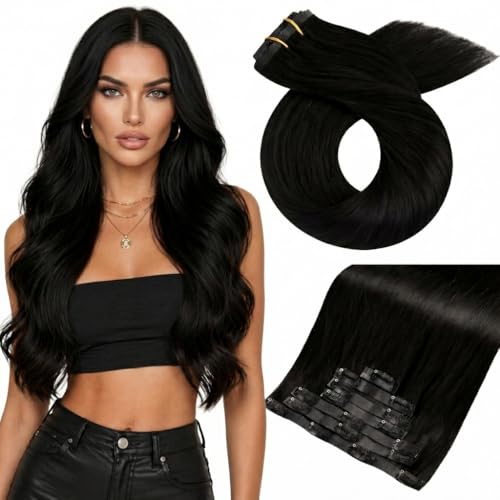 Moresoo Seamless Clip in Hair Extensions Real Human Hair Natural