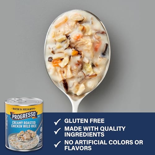 Image of Progresso Rich & Hearty, Creamy Roasted Chicken Wild Rice Canned Soup, Gluten Free, 18.5 oz. (Pack of 4)