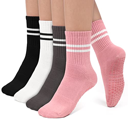 Pilates Socks Yoga Socks with Grips for Women Non-Slip Grip Socks for Pure Barre, Ballet, Dance, Workout, Hospital