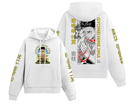Image of Anime Inspired Design Unisex Pullover Hoodie, Black, Graphic Print Front and Back