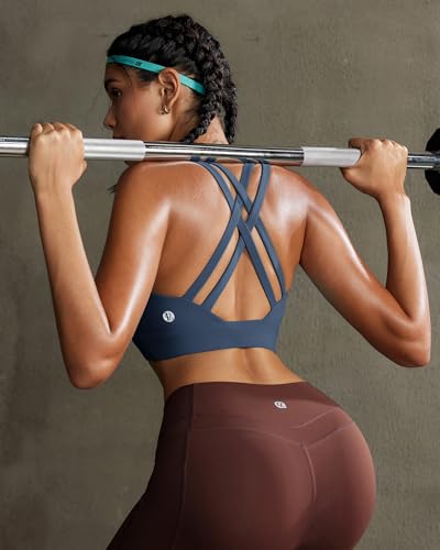 Image of RUNNING GIRL High Impact Sports Bras for Women - Scoop Neck Strappy Sports Bra High Support Moulded Cup Workout Bra